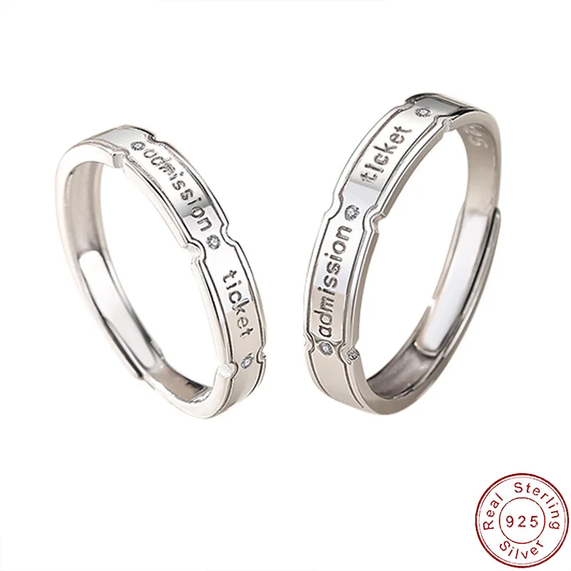 

European Original AAA CZ Letter Couple S925 Sterling Silver Open Ring For Women Birthday Jewelry Gift new