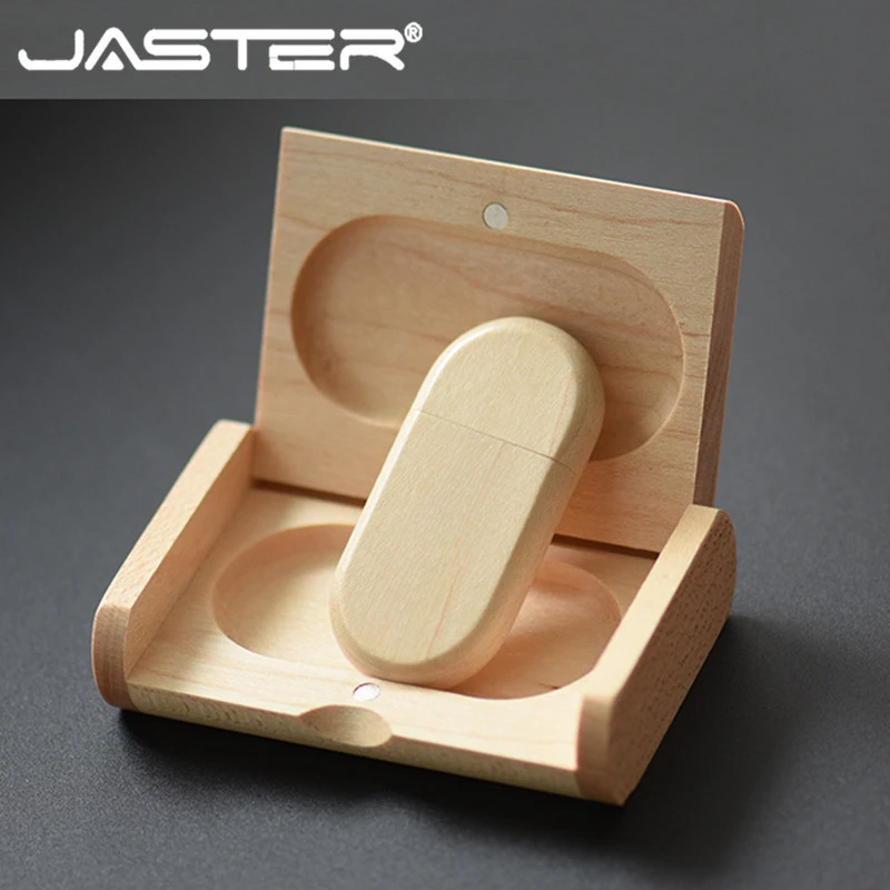 

JASTER USB 2.0 Flash Drive Wooden + Box pendrive 64GB 128GB 16GB U disk Memory stick wed pen drive 32gb The Gift of Memories