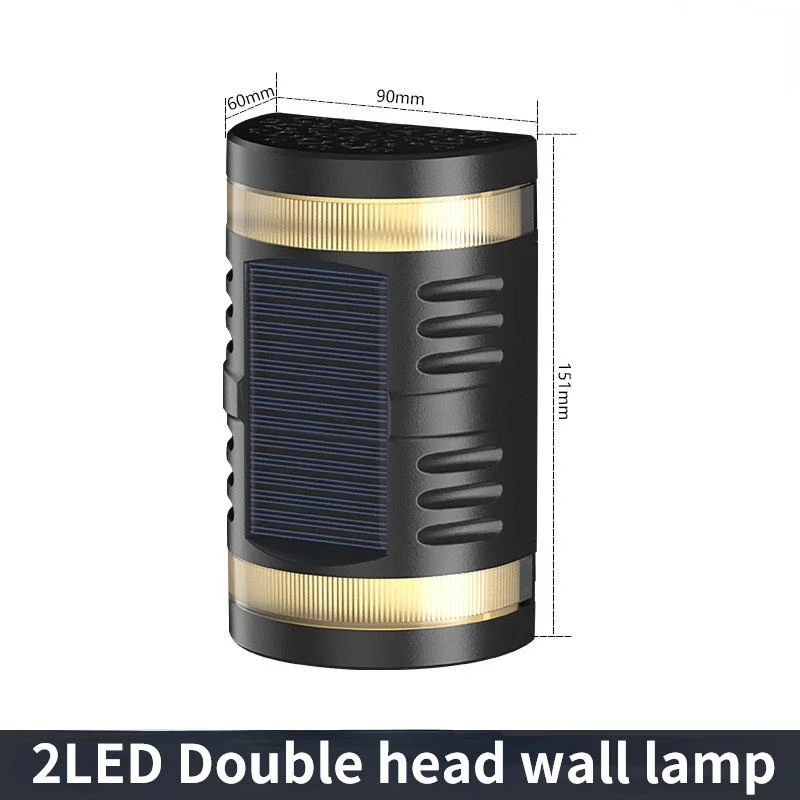2LED 태양 벽 램프 야외 방수 풍경 조명 더블 헤드 벽 마운트 장식 램프 경로 계단에 대 한 현대 현관 조명
