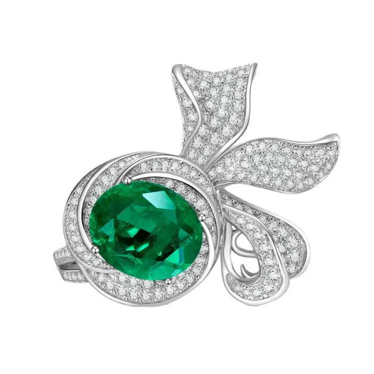 

2023 Новинка 925 серебро 5 карат изумрудная овальная форма 10*12 денье модное Универсальное кольцо