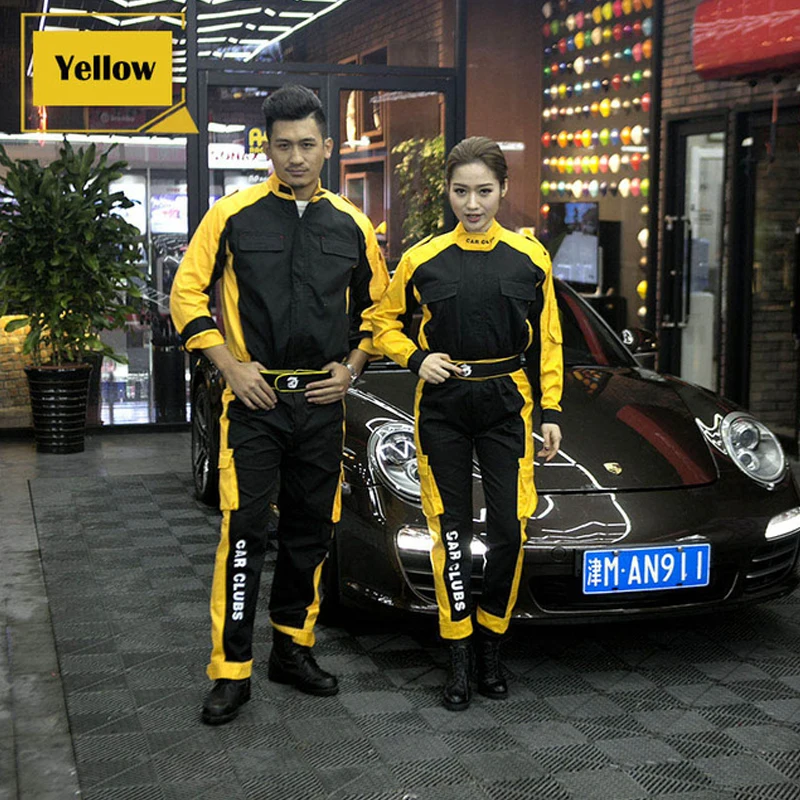 New Work Clothing Sets Men Women Workwear Suits Jackets+Pants Spring Autumn Long Sleeved Auto-repair Beauty Workers Uniforms 4XL