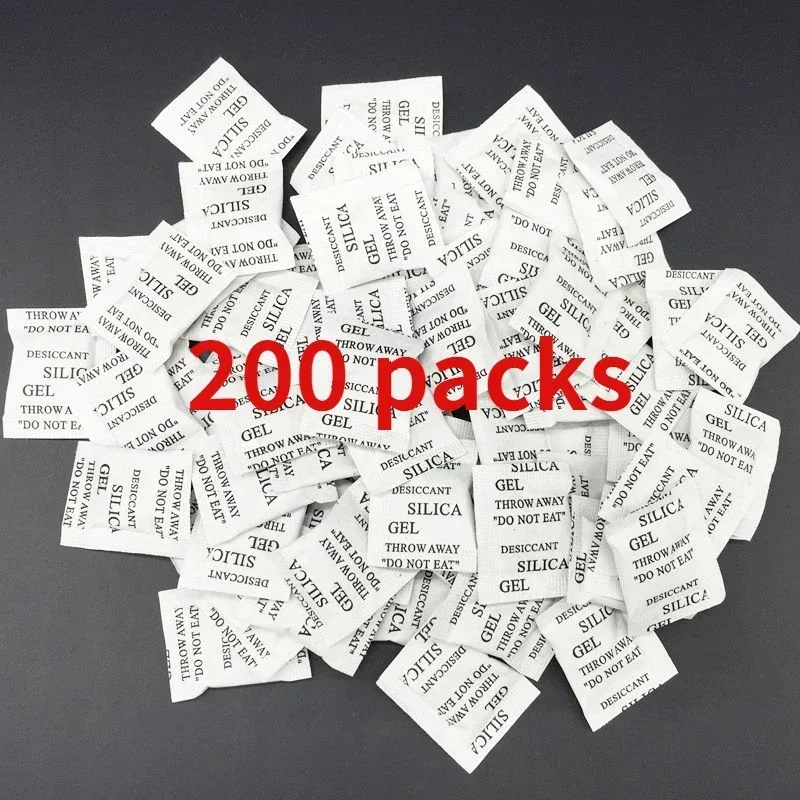 Non-Toxic Silica Gel Desiccant Damp Moisture Dehumidifier 200 Packs For Kitchen Room Living Absorber Bag Clothes Food Storage