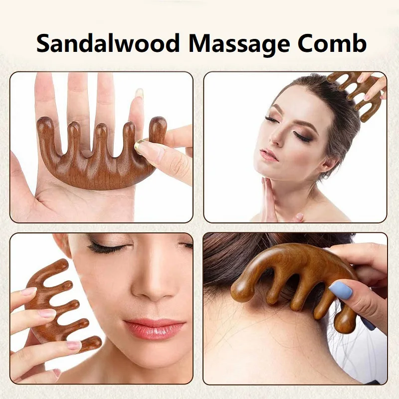 Nieuwe houten massageborstel met houten hoofdband voor oliemassage en hoofdmassage, geschikt voor het kammen van het haar, AMS01_voghion.com