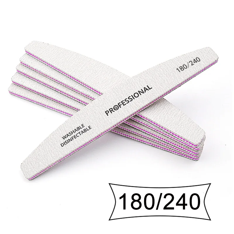 5Pcs/Lot Semilunar Manicure Files 4mm 100 180 240 Nail Files