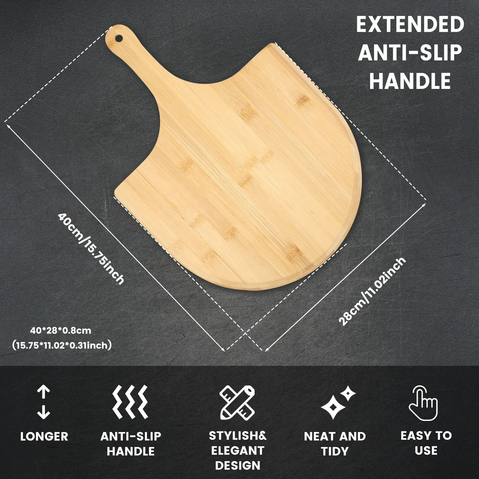 Bamboo Pizza Peel Baking Tools Wooden Pizza Cutting Board with Comfortable Handle Rectangular Peeling Cutting Board Cut pizza peel pizza bakeware