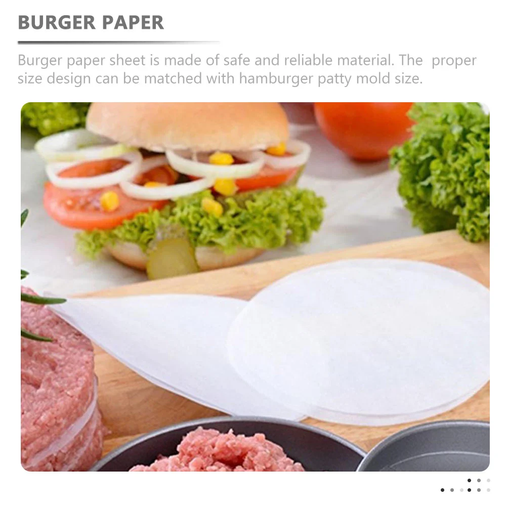 200 Pcs Separate Burgers Paper Convenient Baking Unbleached Patty White Raw Wood Pulp