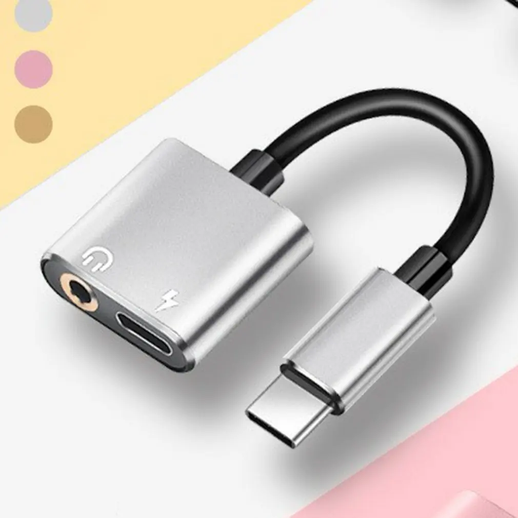 

Переходник 2 в 1 с USB Type-C на гнездо 3,5 мм, зарядный адаптер типа C на 3,5 мм, зарядный аудиоадаптер 2 в 1, Разветвитель USB C