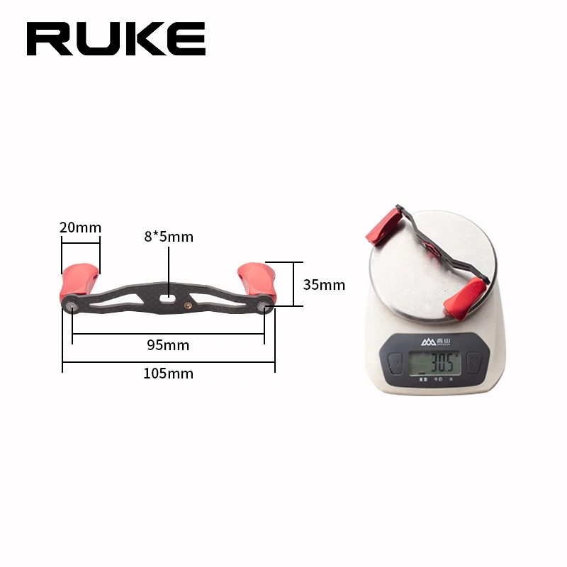 Ruke 1pc  Fishing Reel Handle Carbon Fiber With Alloy Knob For D/A Type Casting Fishing Reel Fishing Tackle Accessory DIY Reel