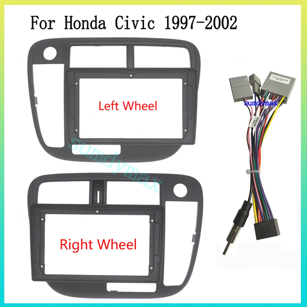

9inch Car Radio Frame Fascia Adapter power cable wire For Honda Civic 1996-2001 Android Dashboard Panel Trim Kit
