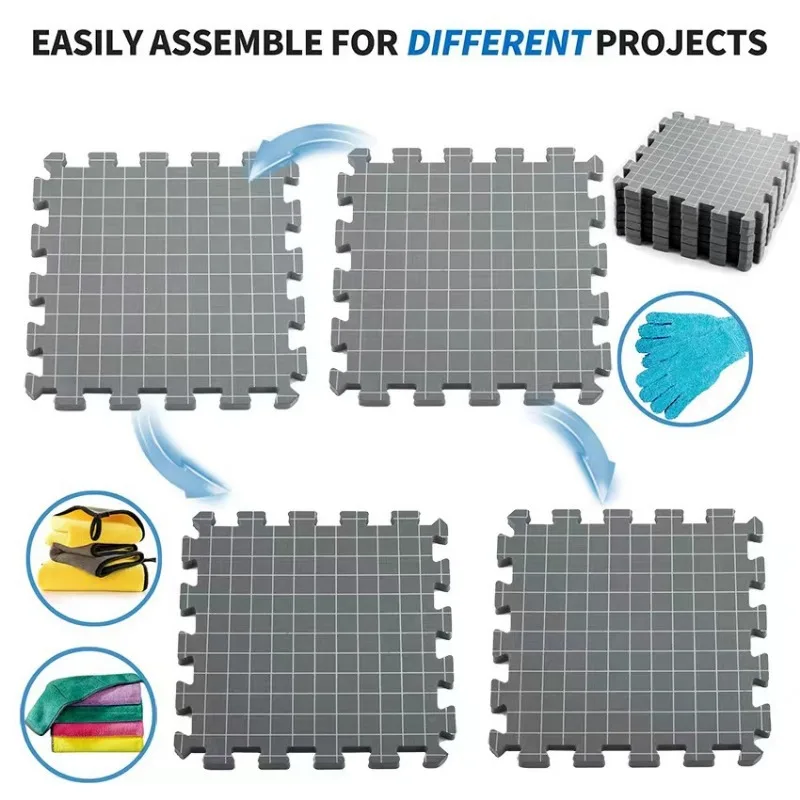300*300*17mm Blocking Mats 9-Pack for Knitting Extra Thick Blocking Boards with Grids with T-pins for Needlework or Crochet Pack