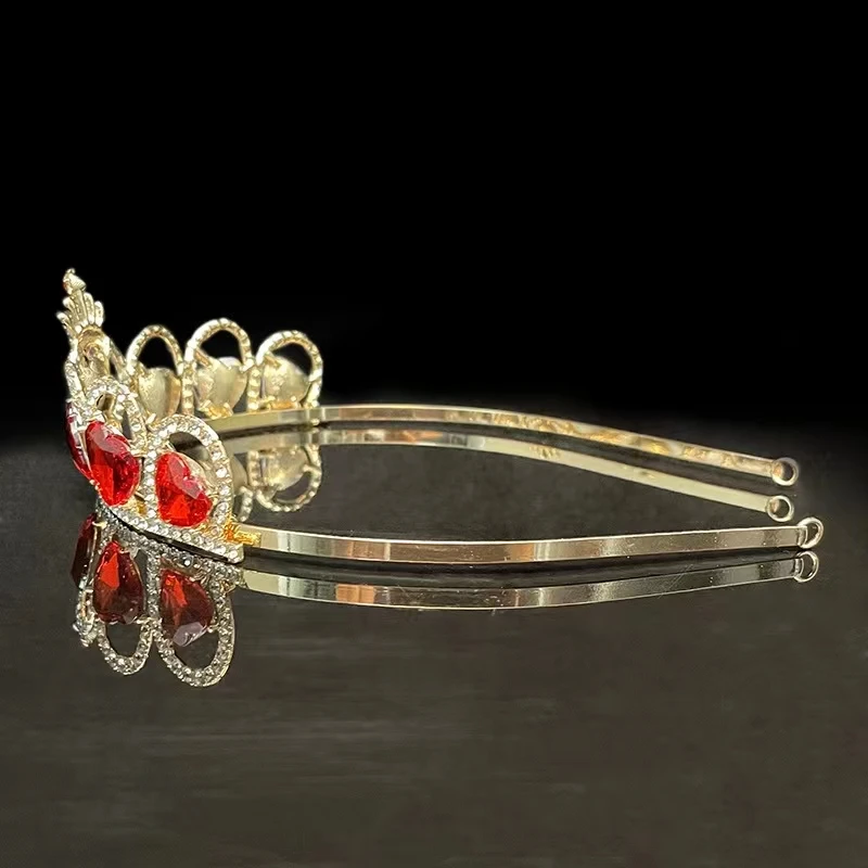 Fashion Elegant Vintage Small Baroque Red Crystal Crowns for Women Girls Bride Wedding Hair Jewelry Accessories jewelry accessories hair accessory hair headdress bridal headwear hair band crown