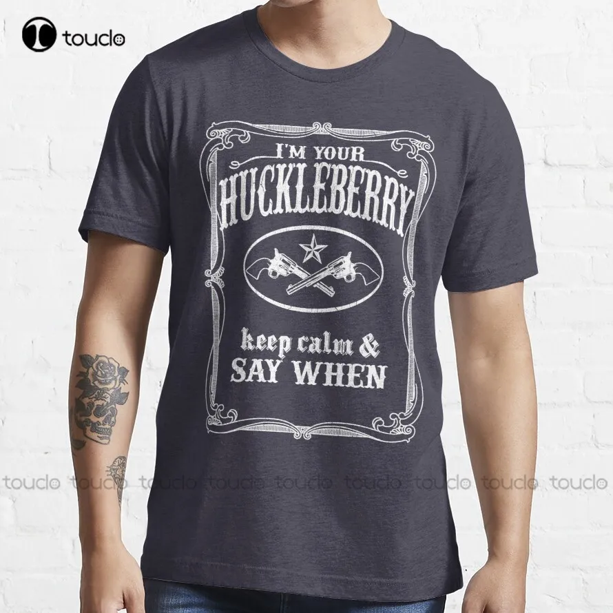 

Рубашка с надписью «I Your Huckleberry», надпись «Keep Calm And Say когда», футболки для мужчин, модная, индивидуальная, для подростков, унисекс