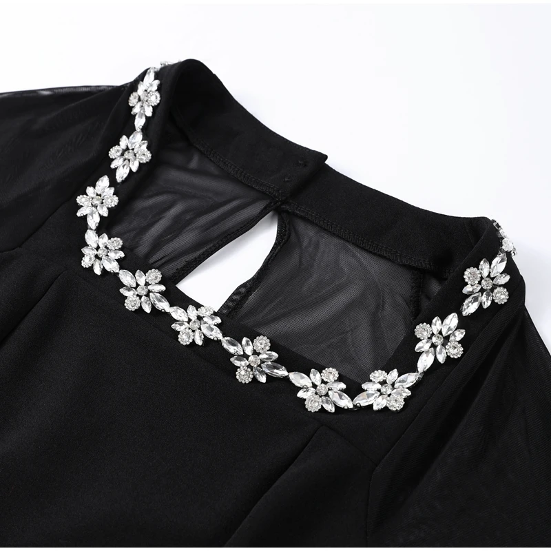 Embellished Mesh Patchwork Waist Crunch Dress 6 S8da9be6ca6914e07ab310b387829c5edi