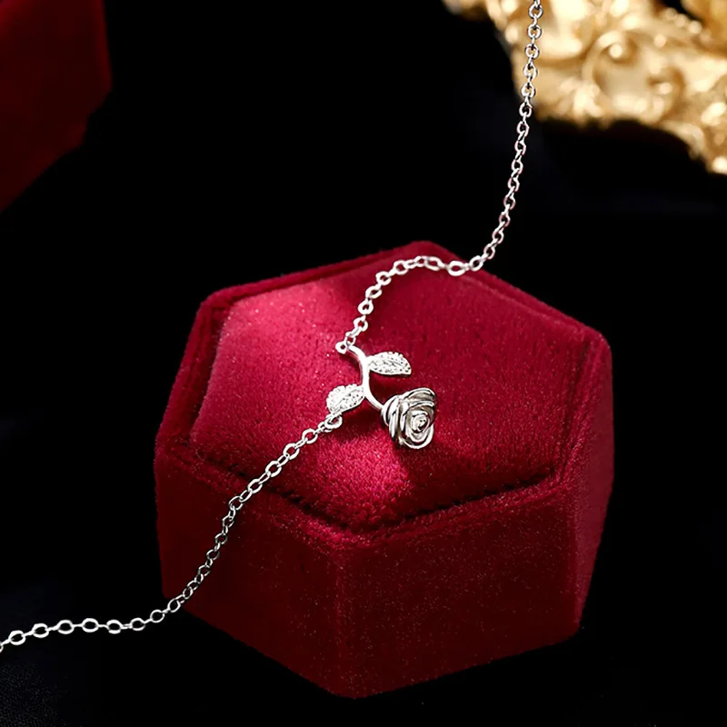 ネックレス・ペンダント Blossom Party Silver Pink Necklace (SILVER925) DHgate.com:925 Sterling Silver Pink Flower Pendant Necklace