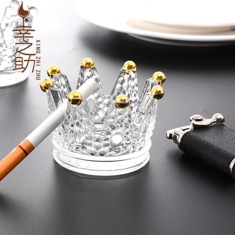 Crown Ashtray Creative Home Glass Ashtray European Candlestick Crystal