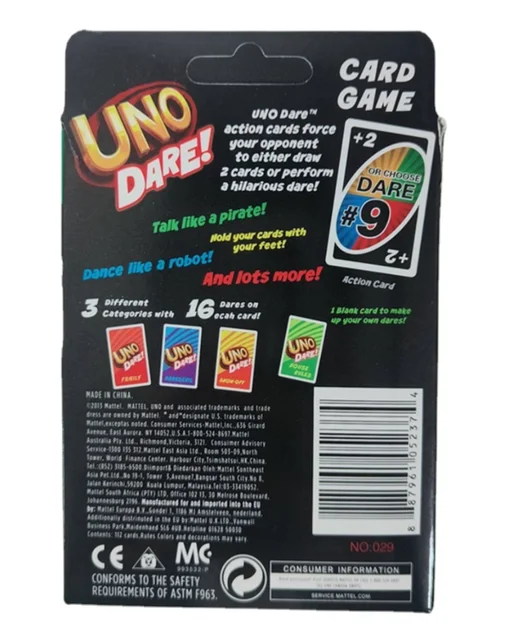 Mattel Games UNO DARE! Card Game Multiplayer UNO Card Game Family Party Games Toys Kids Toy Playing Cards 2