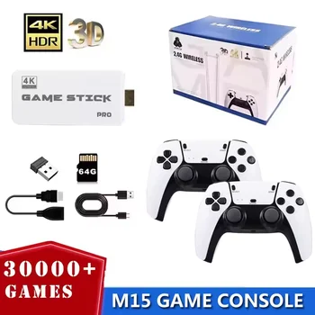 M15 4K Game Stick Mini Console per videogiochi retrò Controller per gamepad wireless 2.4G Console di gioco portatile 128G 30000 giochi Uscita HDMI 1