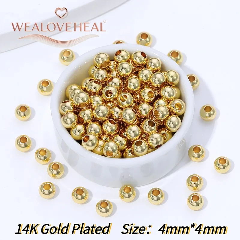 2-6mm 14k vergoldete glatte runde Kugelperlen aus Goldmetall, Trennperlen, lose Abstandshalterperlen für DIY-Schmuckherstellung. – Detail 24