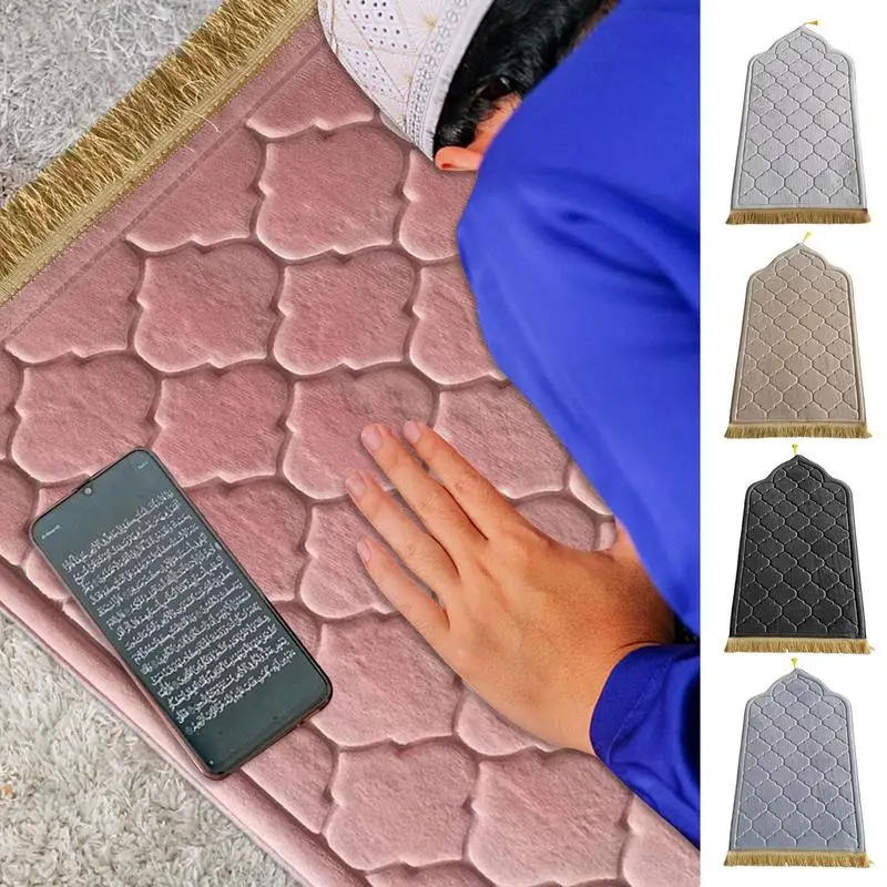 

Flannel Prayer Mat Worship Blanket Worship Kneel Embossing Floor Carpets Non-slip Soft Portable Travel Prayer Rug Ramadan Gift