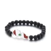 Liban Map With Flag Black Beads Bracelet  Jewelry Lebanon Map 1