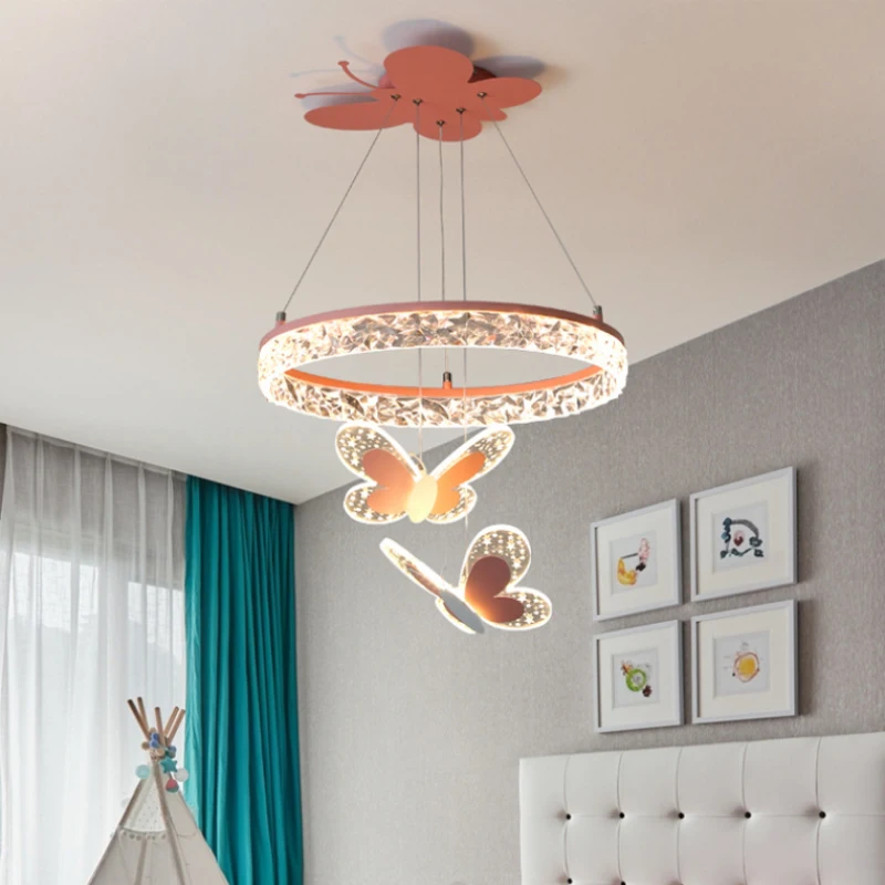 Butterfly Lamps Princess Room Children's Room Chandeliers Warm Romantic Home Decoration Modern Cartoon Girl Bedroom Chandelier