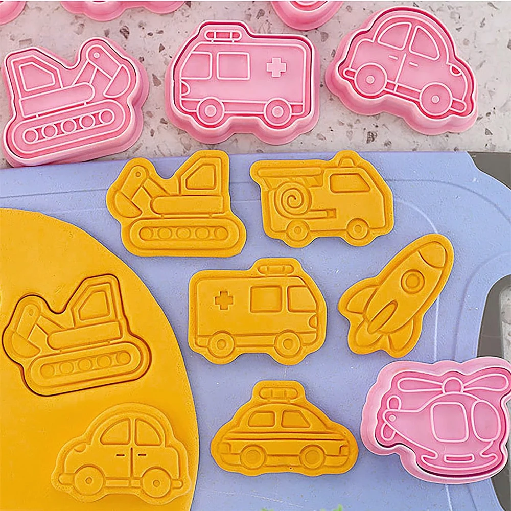 Cookie Cutter Aircraft Cars Transportation Cartoon Biscuit Mold Confectionery Cookie Stamp Baking Tools