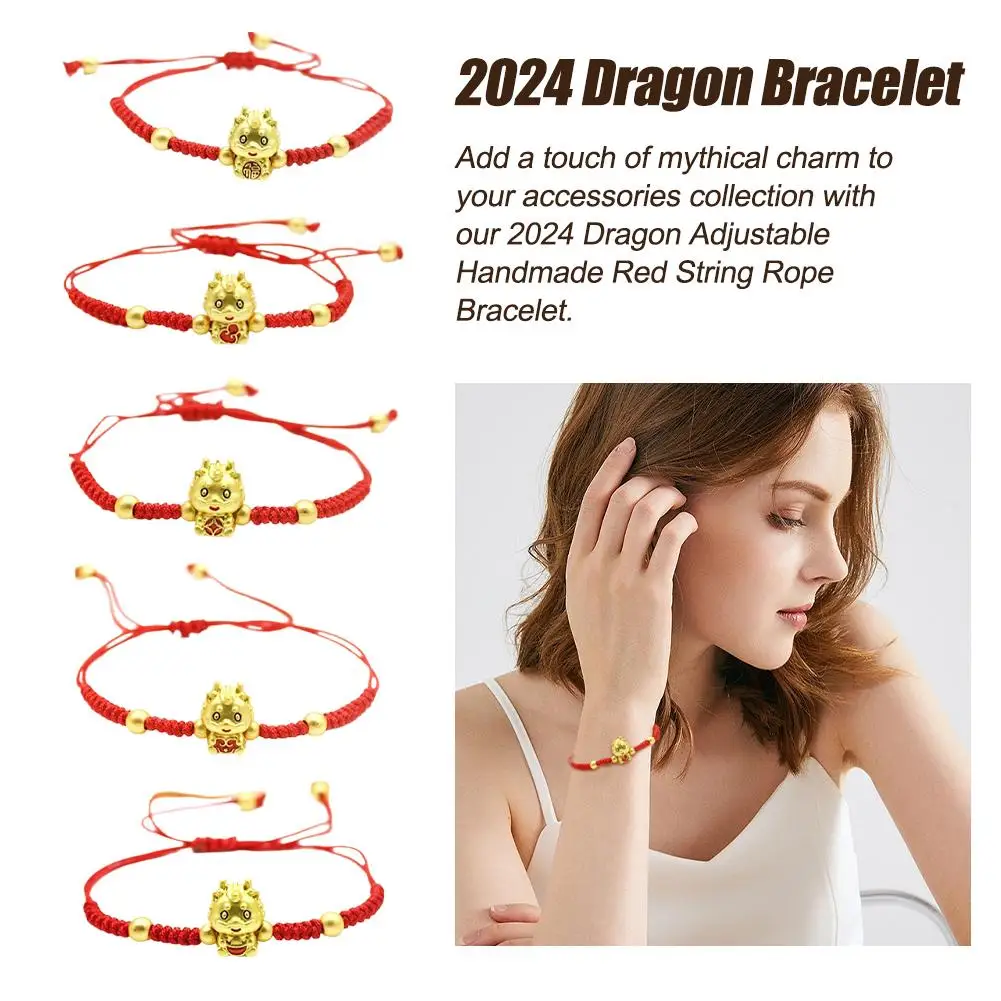 2024 Dragon Year Lucky Red Rope Bracciale Dragon Pendant Bracciale Unico Regalo Di Personalità Anno Nuova Decorazione Di Coppia W3X2