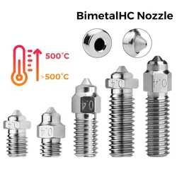 V6 / Volcano / MK8 Hotend / Neptune4 / K1 Nozzle DLC Hardened Steel & Copper Wear Resistant Bimetal HC Nozzle 3D Printer Part