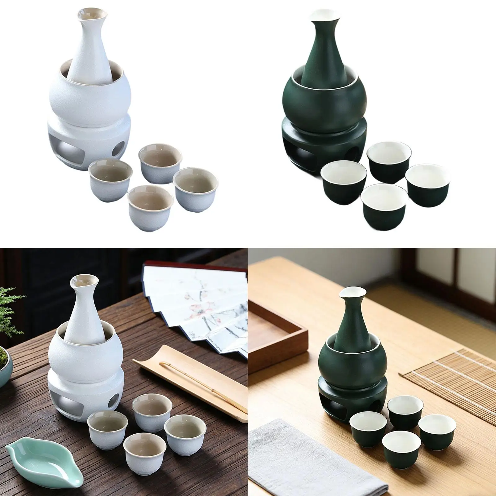 세라믹 사케 세트(워머팟 포함), 독창적인 도자기 사케 병(가정 및 레스토랑용)