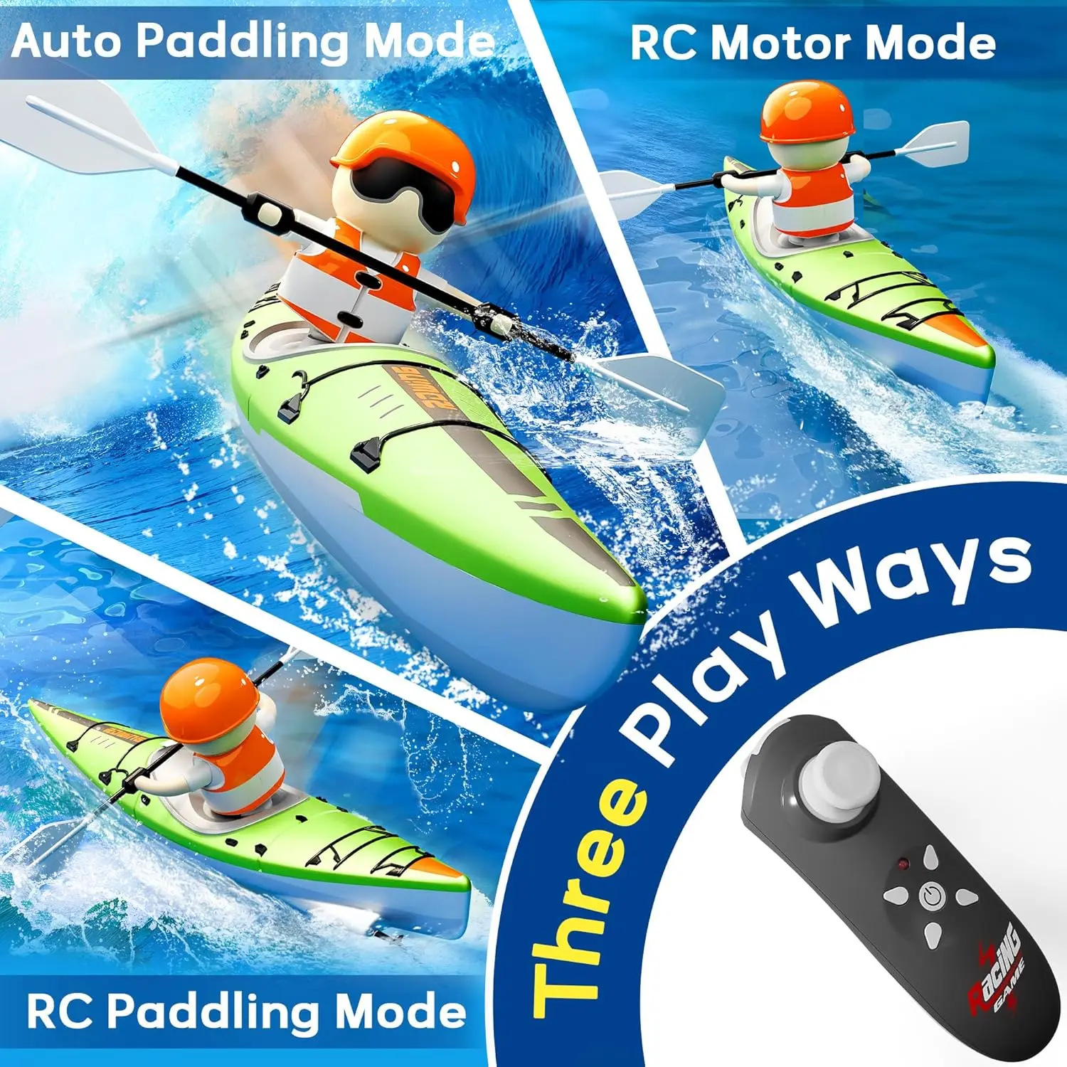 Bateau RC 2.4G avec 2 Batteries - Jouet de Course Rapide