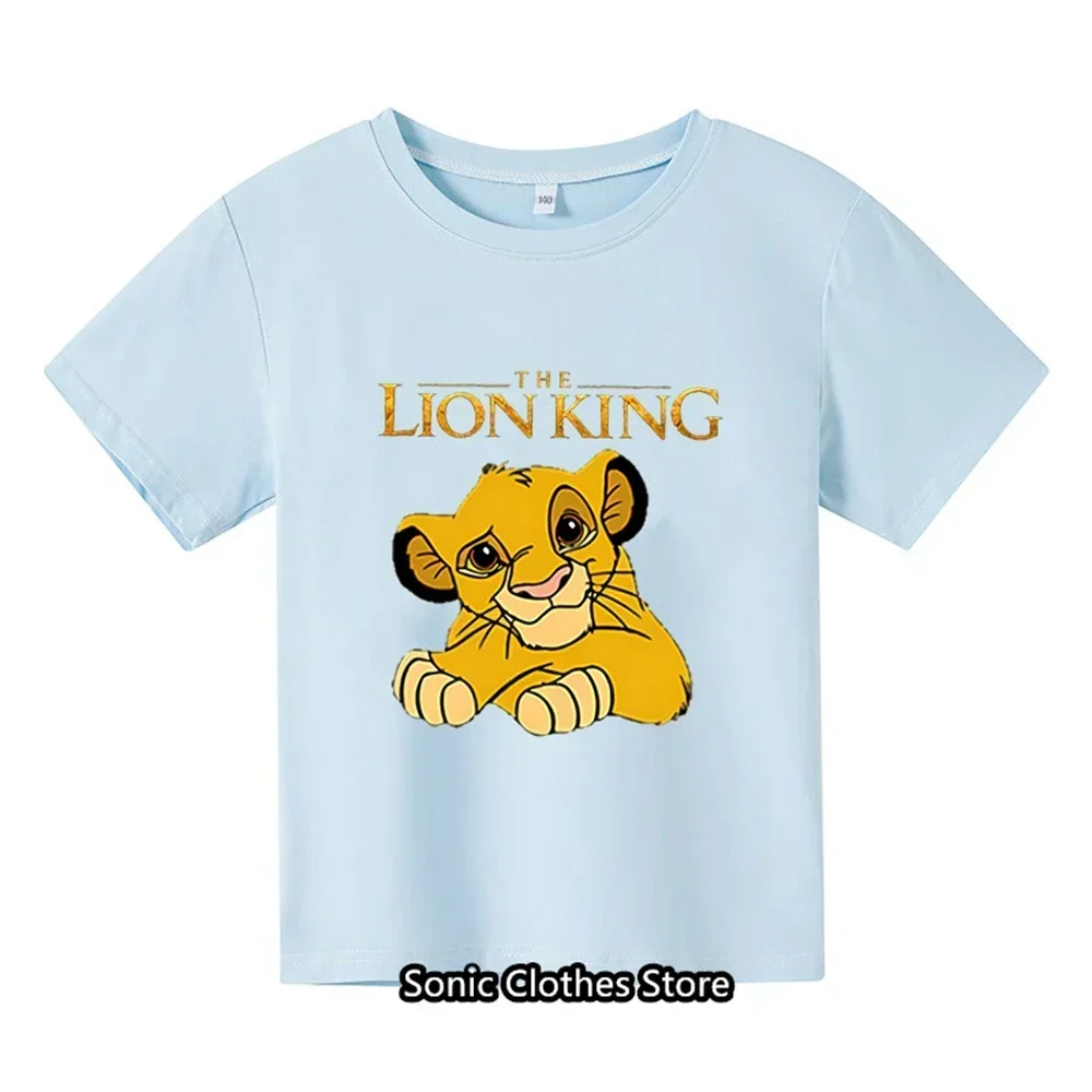 thumbnail image 1 of Nueva camiseta de verano para niños con estampado de dibujos animados de animales del rey León Simba, camiseta estampada para niños y niñas, 1 of 4