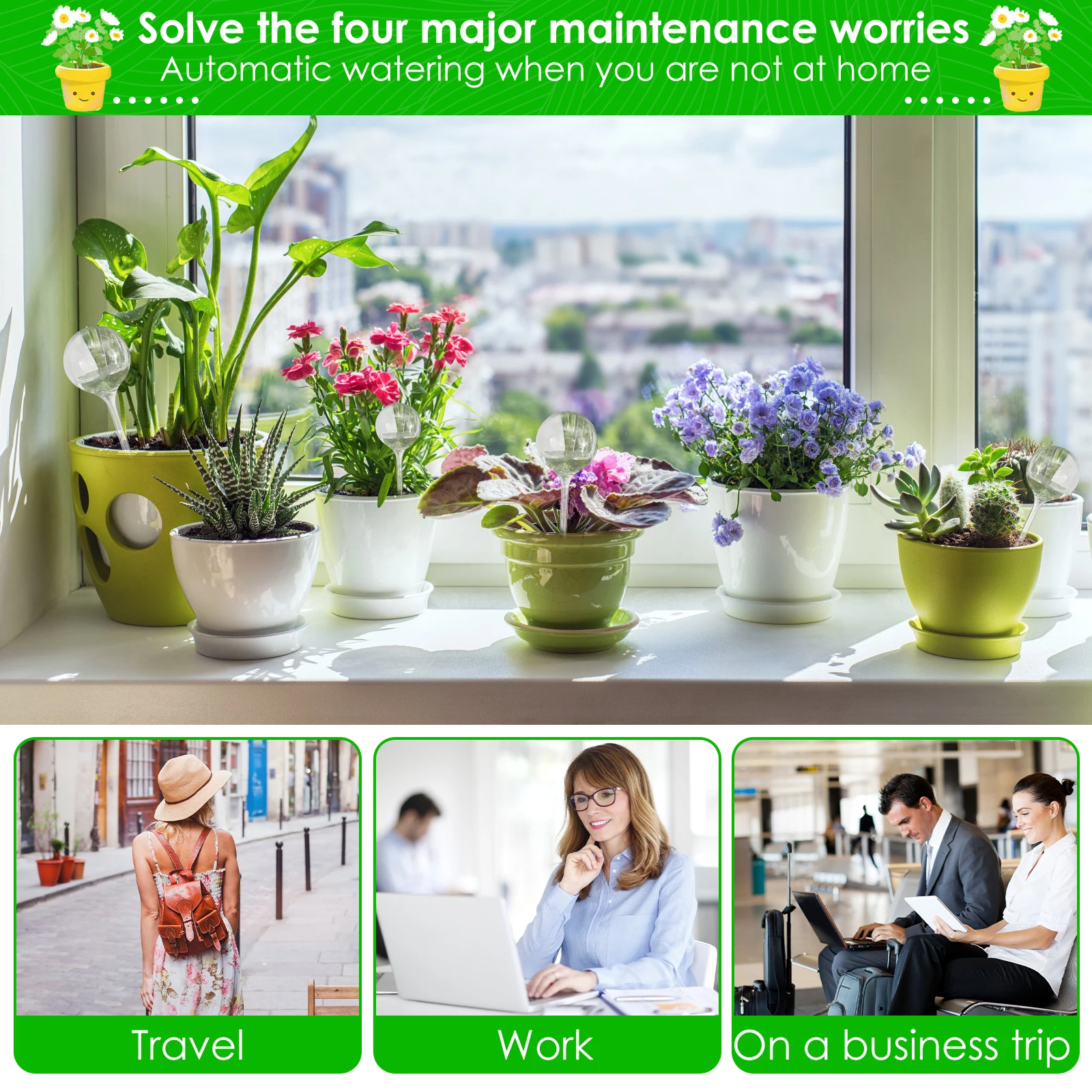 10 Pcs 150/60 ML Clear Plant Watering Globes Auto Waterer Planter Insert Stakes Reusable PVC Flower Self Feeder Ball for Potted