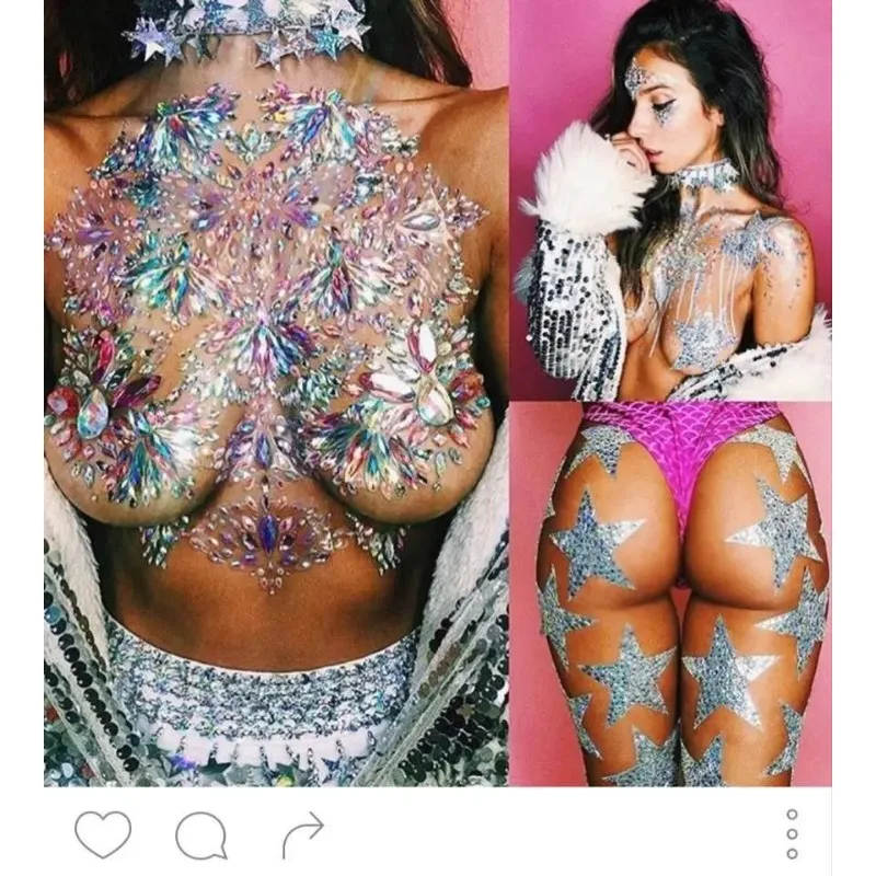 Temporary Women's Tattoos Fake Tattoo Stickers Chest Jewels Crystal Face Decoration Diamond Acrylic Rhinestone Face Stickers