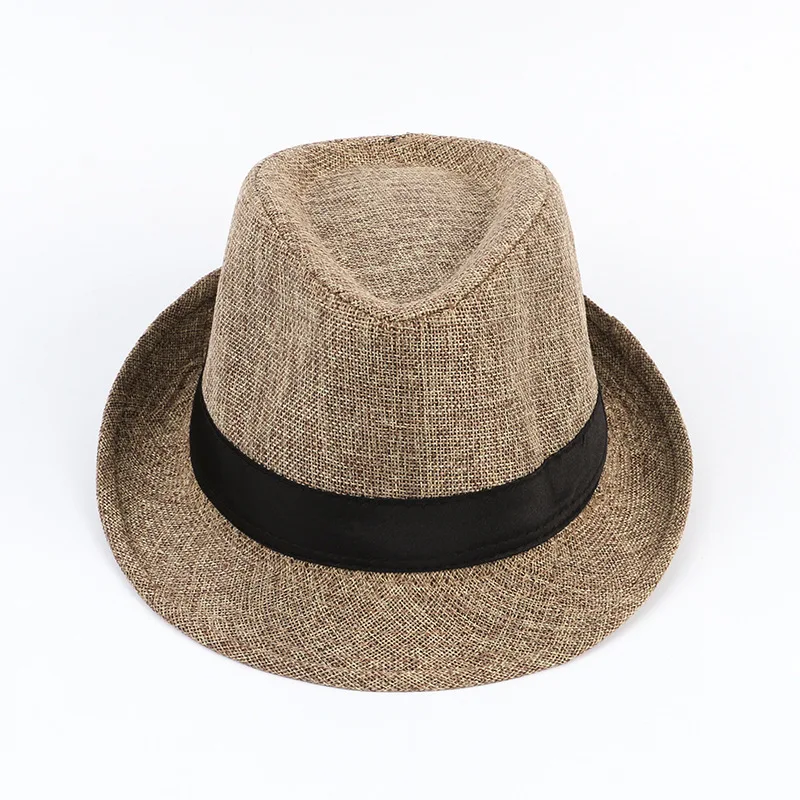 Men's Fedora Jazz Cotton Linen Hat Summer Retro Bowler Hats Unisex Outdoor fedora hat