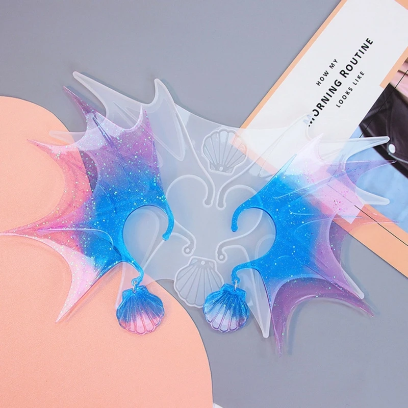 DIY Fish Tail Elf Ear Covers Silicone Molds Ear Clips Fairy Wing No Piercing Earrings Jewelry UV Epoxy Resin Mold Tools