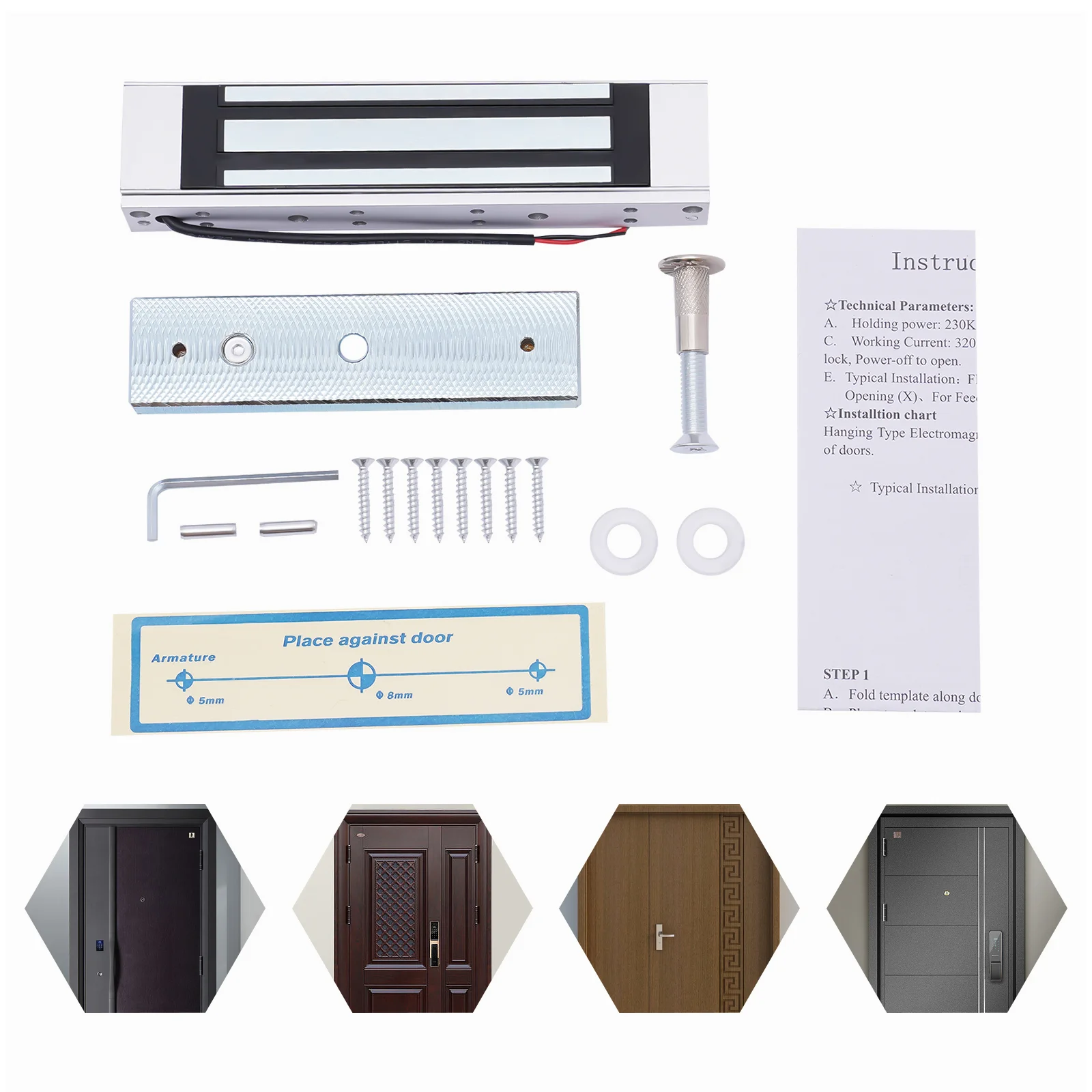 Electric Magnetic Lock Door Access Control System 600lb 280KG Holding Fitce 12V