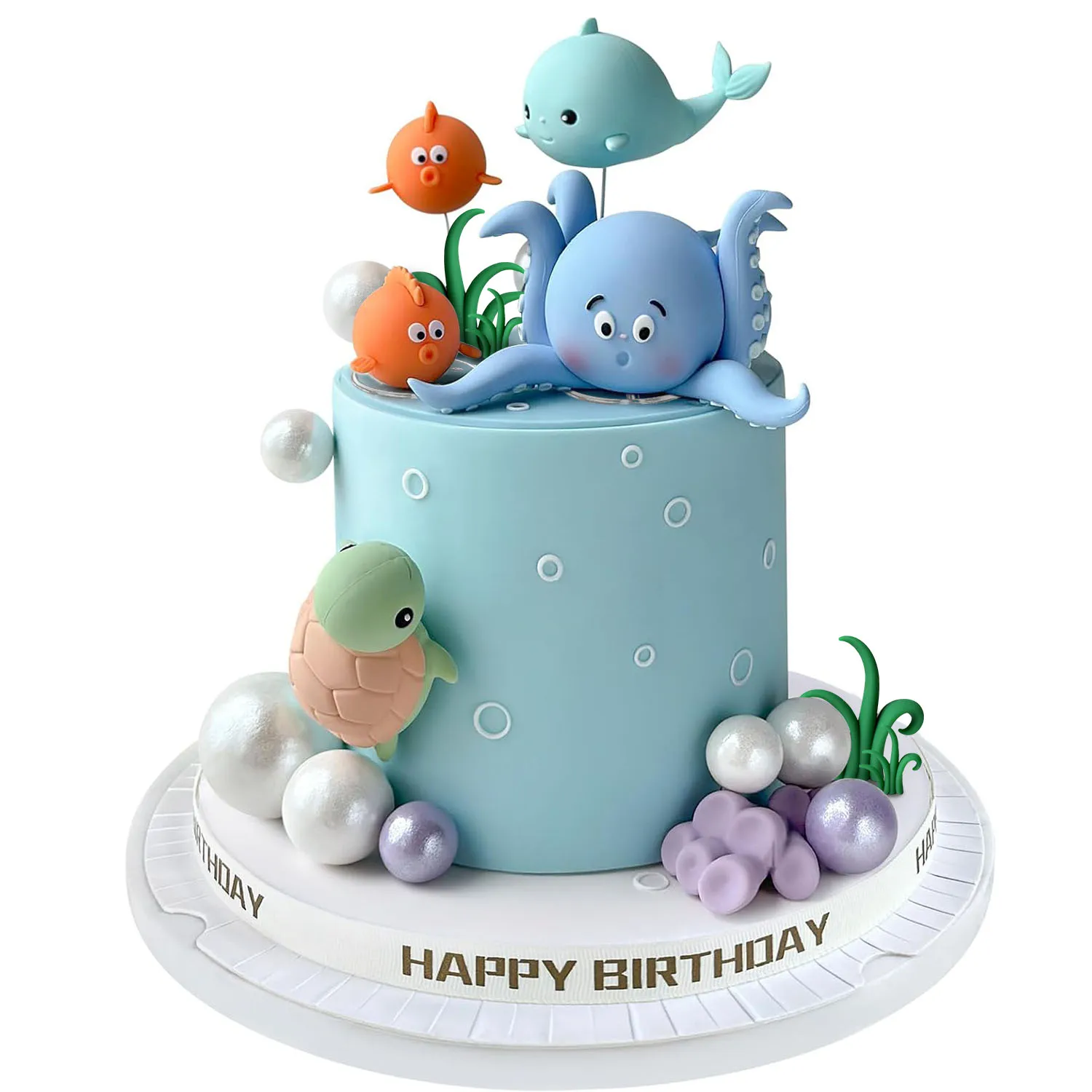 Under the Sea Cake Decorations Ocean Animals Cake Topper for Under the Sea Theme Baby Shower Birthday Party Supplies 21 PCS