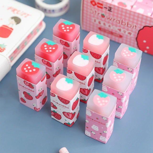3PC Sweet Strawberry Rubber Eraser – my kawaii office