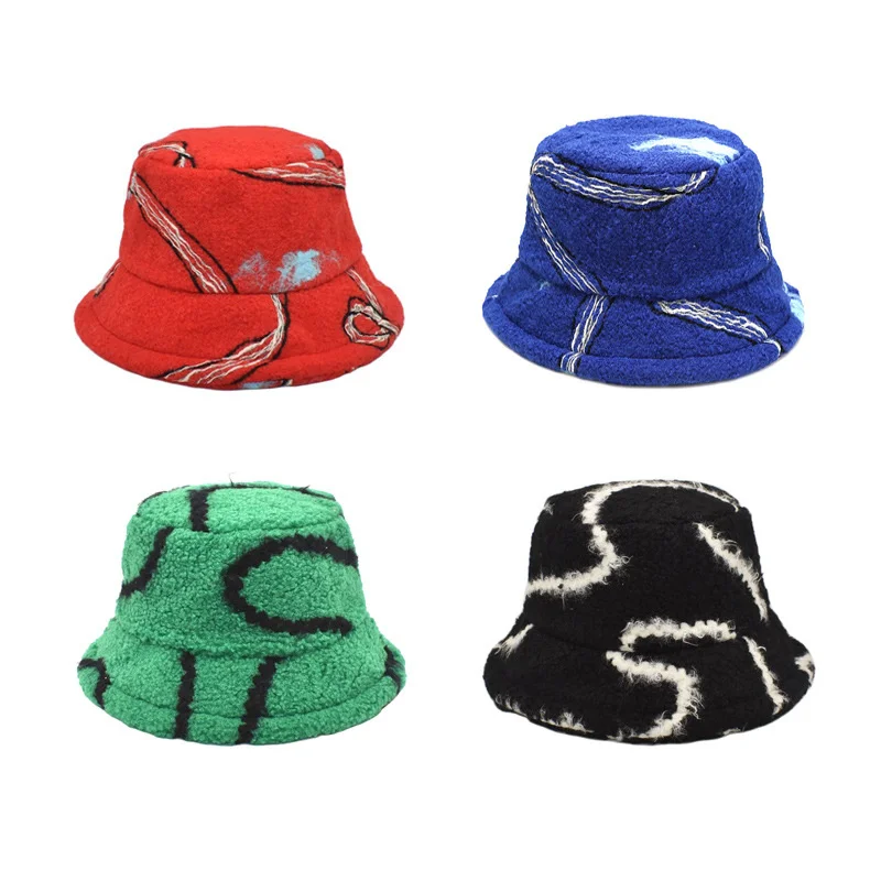 

Женская панама из искусственного меха, Белая теплая Панама с принтом в полоску, для зимы, 2023