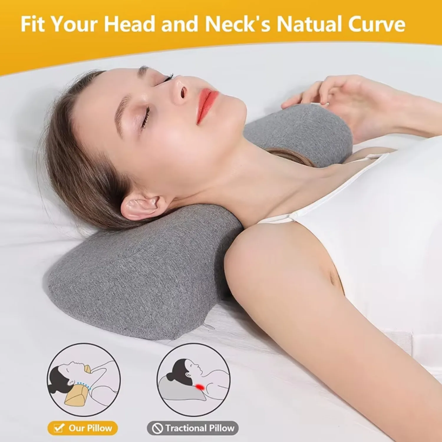 1PC Cervical Pillow Memory Foam Contour Pillow Bed Pillows for Side Sleeper Ergonomic Orthopedic Sleeping Pillows Neck Pillow 4