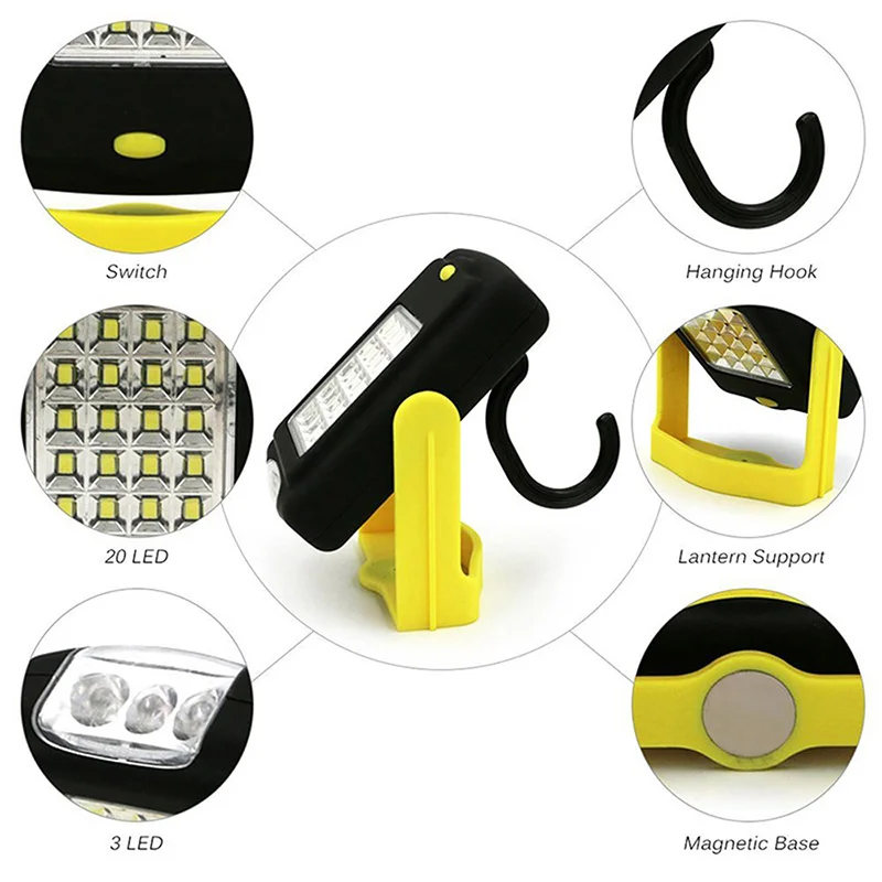 

Magnetic COB LED Camping Tent Lamp Portable Flashlight Torch Working Folding Hook Lights Outdoor Lantern for Emergency Hiking