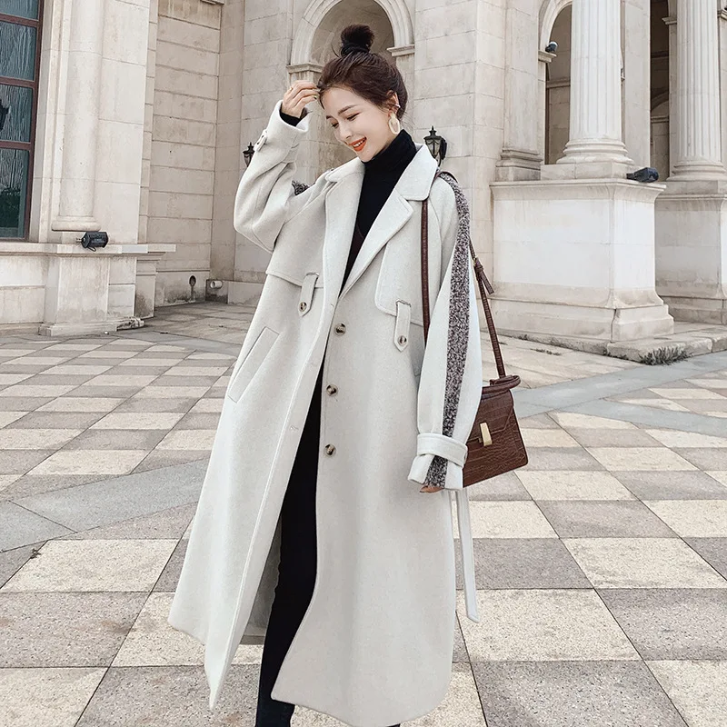 

Winter Long Suit Collar Single-Breasted Loose New Temperament Commute Padded Coat