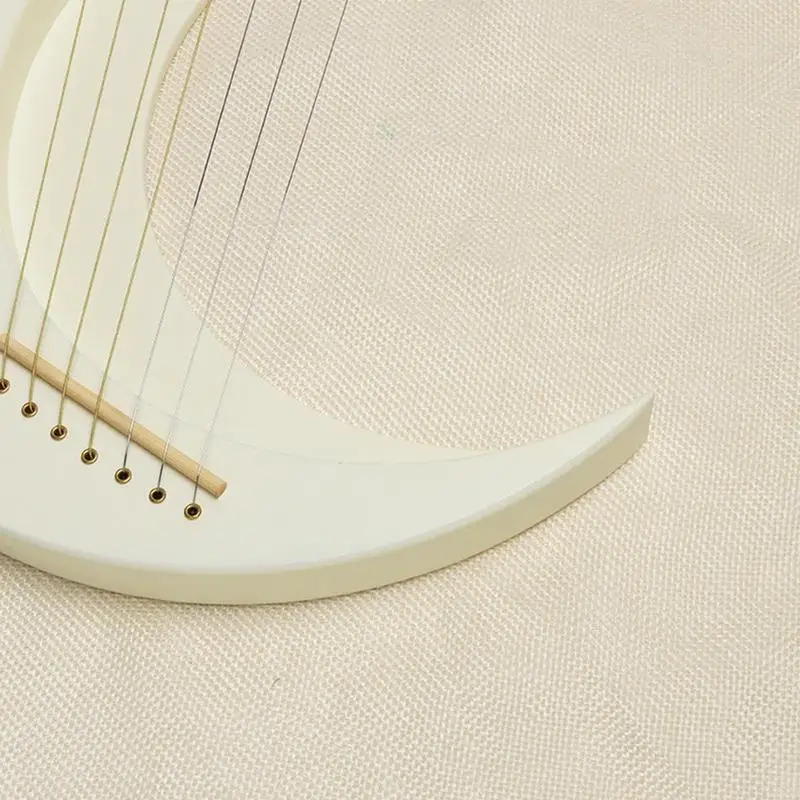 Harp String Instrument Wooden 7 Strings Lyre Harp Moon Lyre Piano Crescent Musical Instrument Portable With