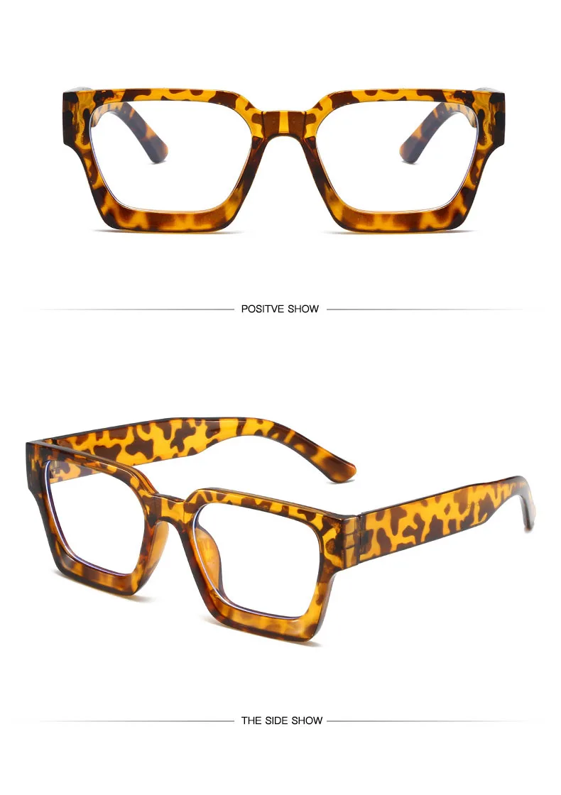 Coole quadratische Box mit dickem Rand, Augenrahmen, modische Ins-Brille, Retro-Trend, Anti-Blaulicht-Flachspiegel 5532 – Detail 8
