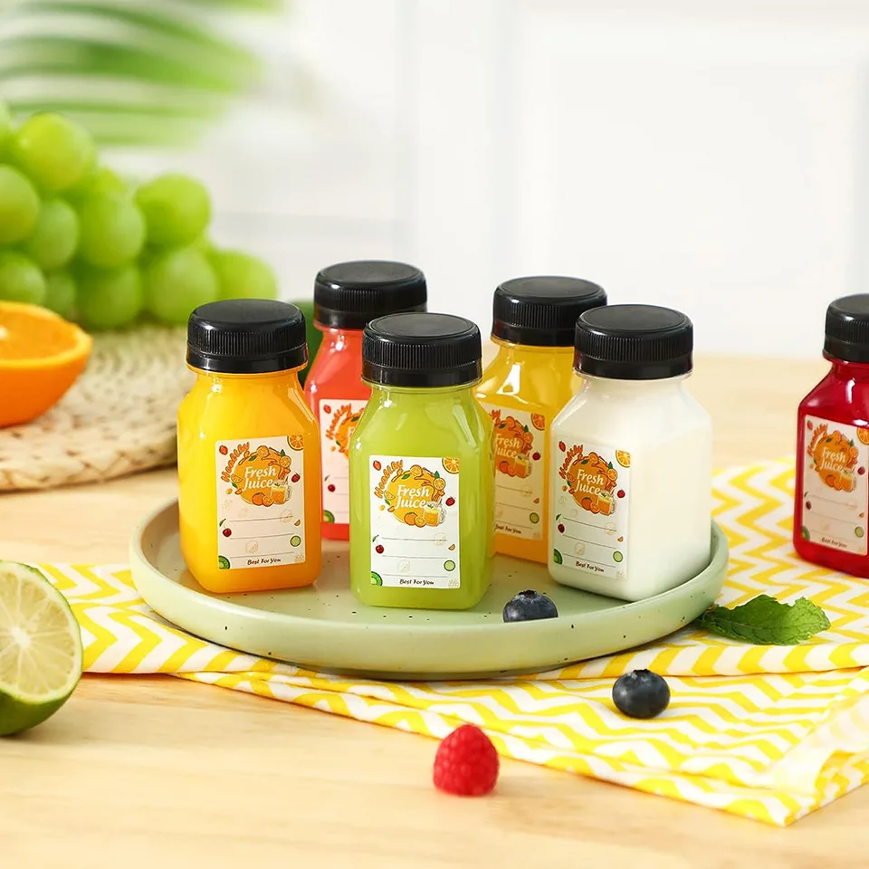 12pcs 12oz Plastic Juice Bottles, Reusable Juice Containers With - View #6