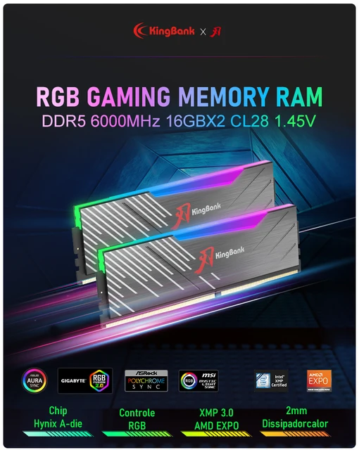 メモリー KingBank DDR5 6000Mhz 32GB(16GBx2) KingBank Computer Desktop Memory Ram (AMD Expo) DDR5 32GB