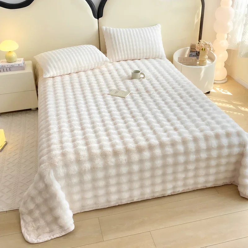 New Plush Velvet Flat Sheets Heavyweight Bed Sheet King Sheets For Winter Warm Single Queen Blanket Bedspreads 2