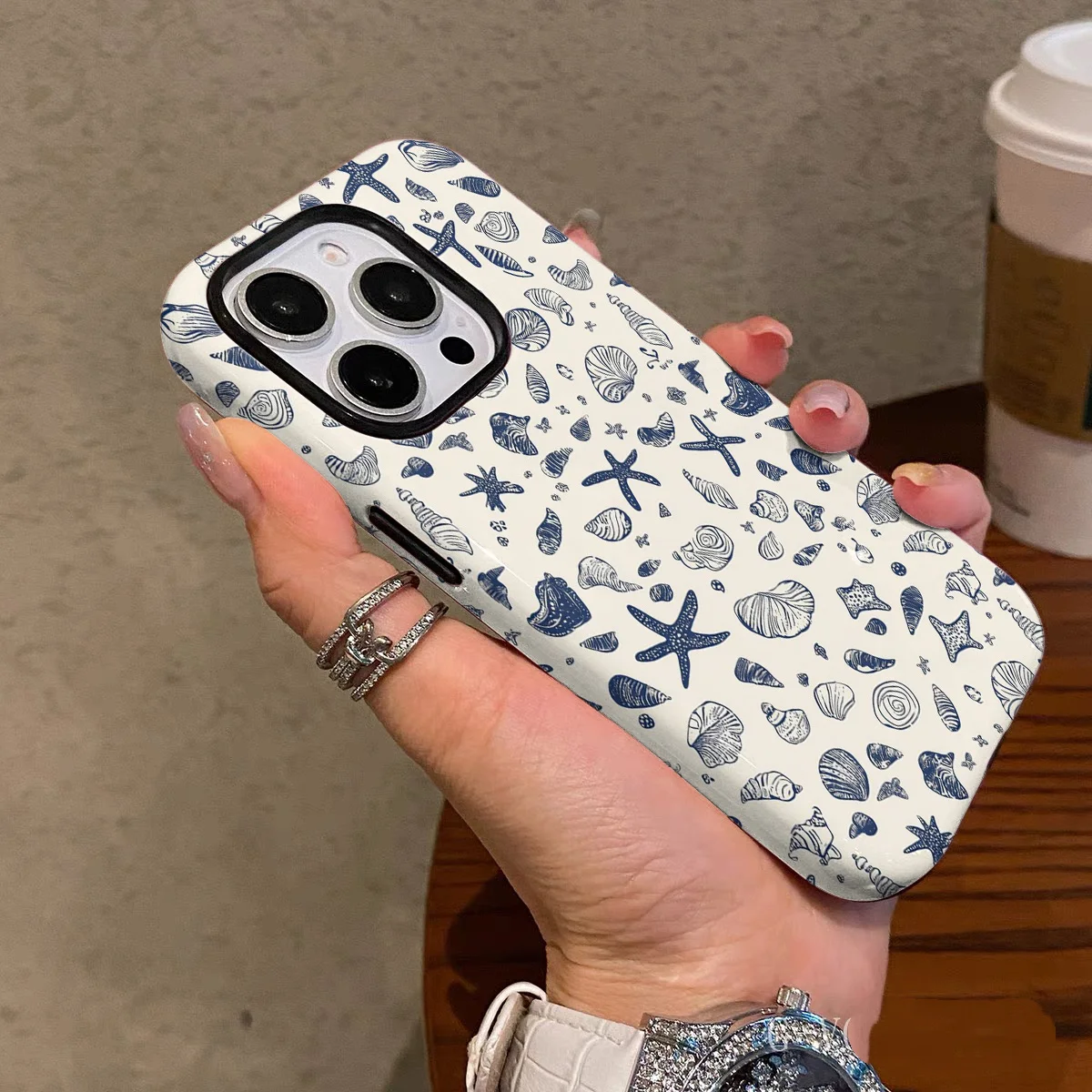 Luxury Ocean World Starfish Design Double-Layer Phone Case Back Cover