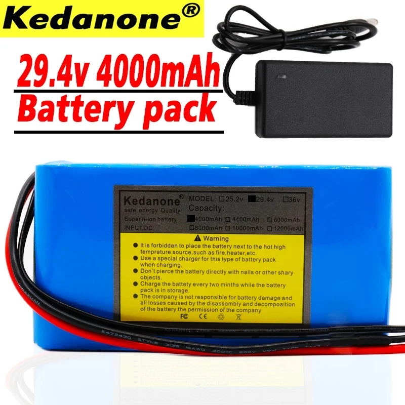 

original 7S2P 29.4V 4Ah 18650 Battery pack 29.4V 4000mAh Rechargeable Battery Mini Portable Charger For LED/Lamp/Camera+charger