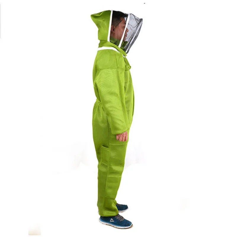 New Professional Ventilated Full Body Beekeeping Bee Keeping Suit with Leather Gloves Green Color Child Beekeeping Protective